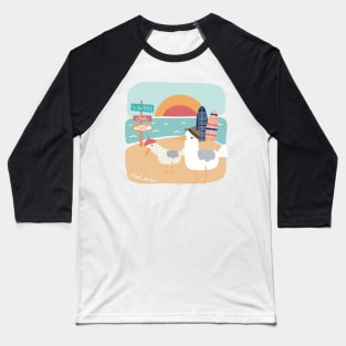 The two Seagulls at the beach celebrating summer holiday by the Sea, holiday memory on dark background Baseball T-Shirt